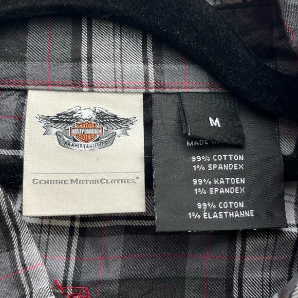 Harley Davidson Plaid Button Down Shirt Bling Embellished Rhinestone - Picture 6 of 6